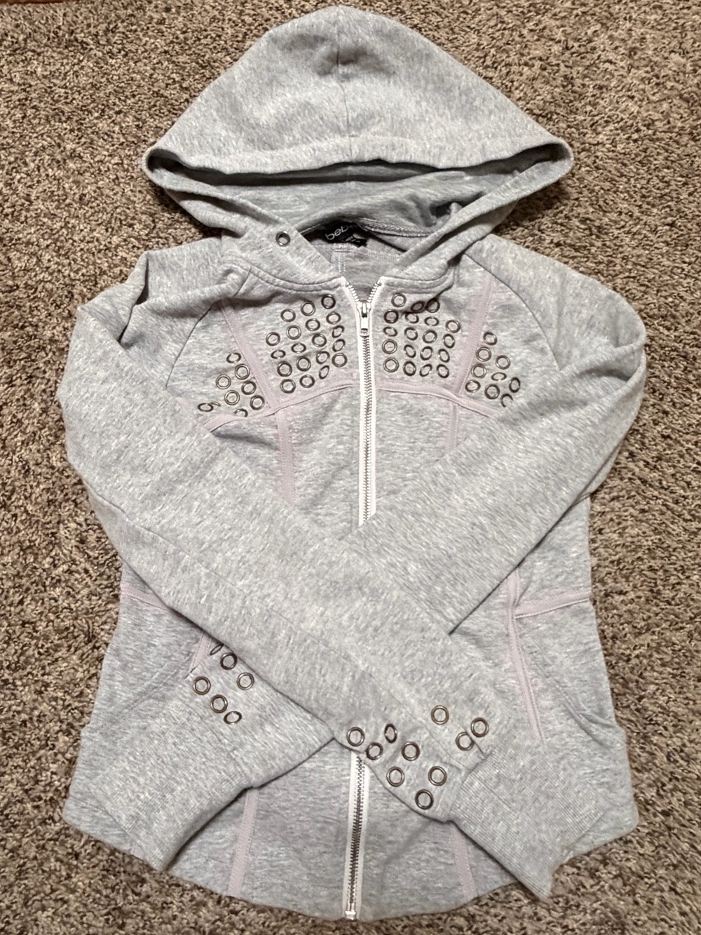 bebe Gray Hooded Zip-Up